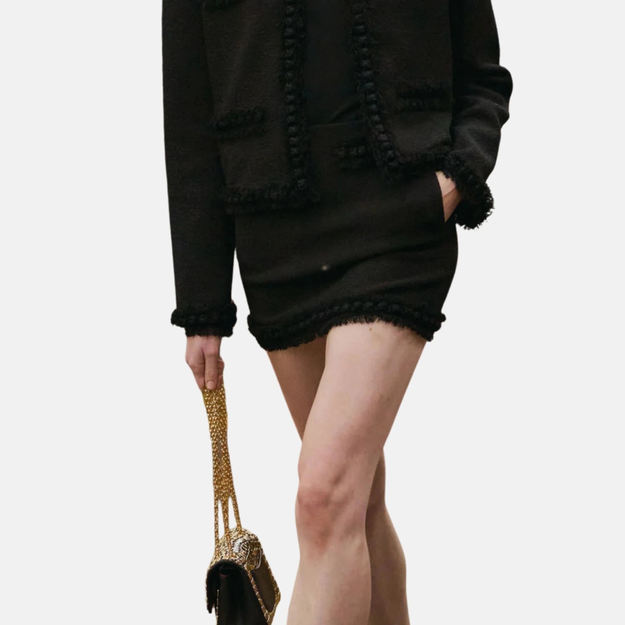 Chanel Short Silk Skirt in Black 