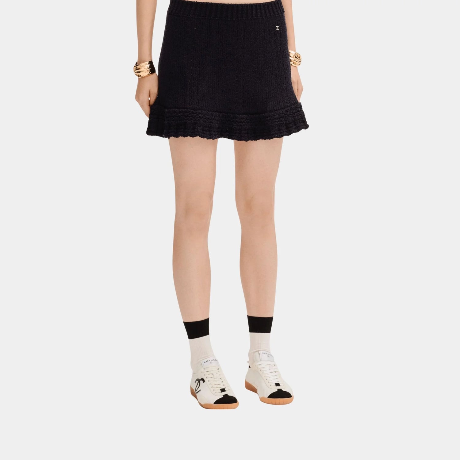 Chanel Short Skirt in Black Silk, Back