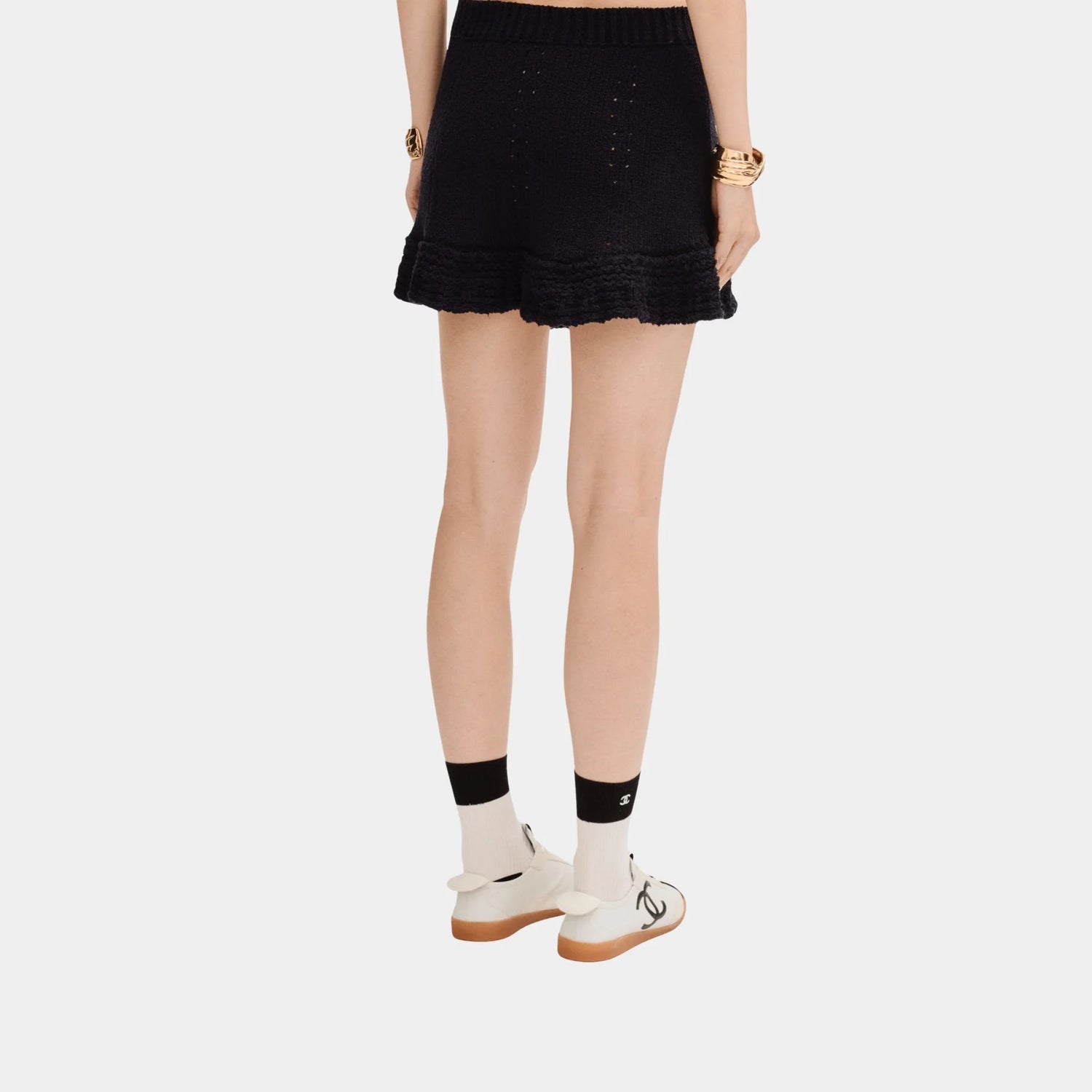 Chanel Short Skirt in Black Silk, Front