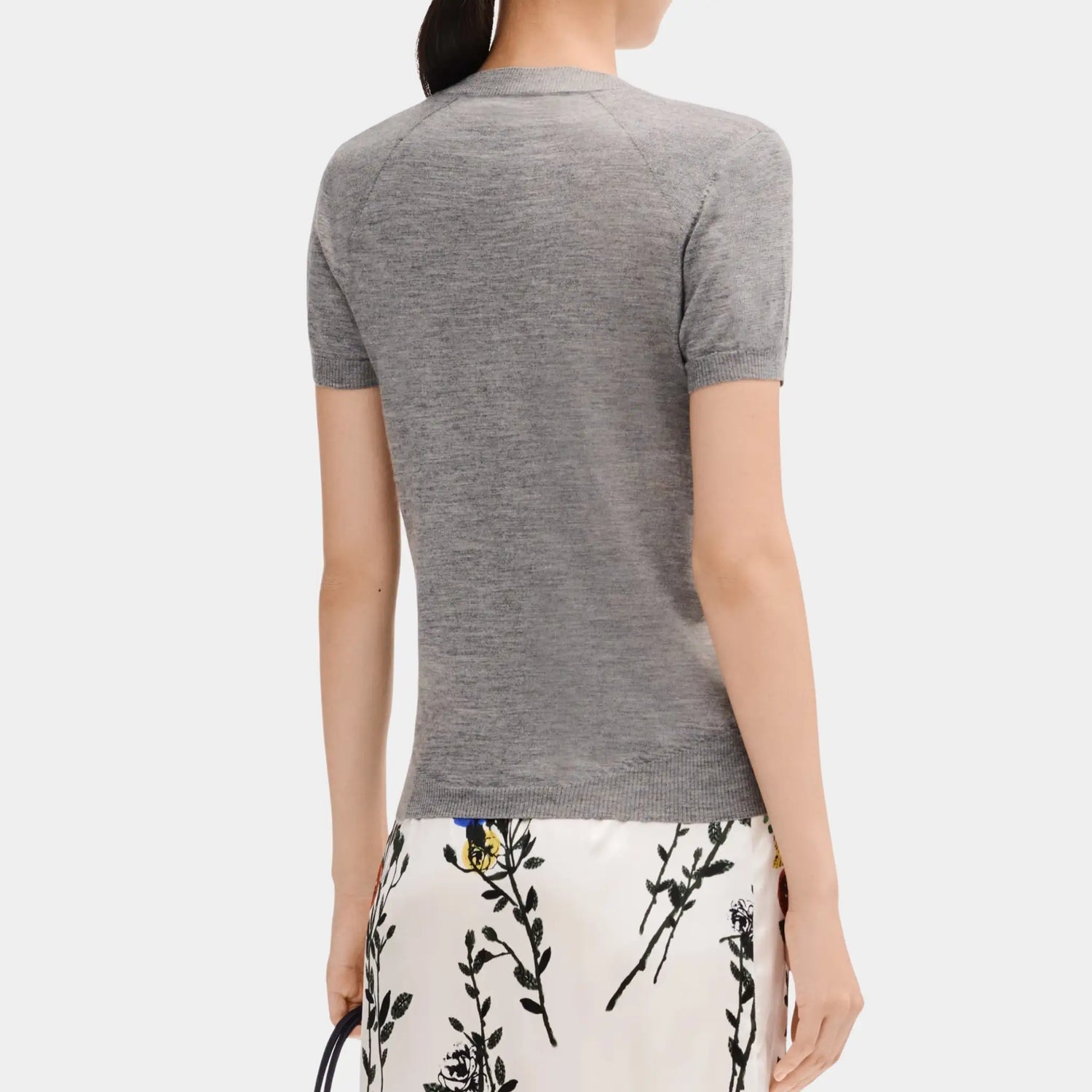 Chanel Short Sleeved Top in Grey Cashmere and Silk, Back