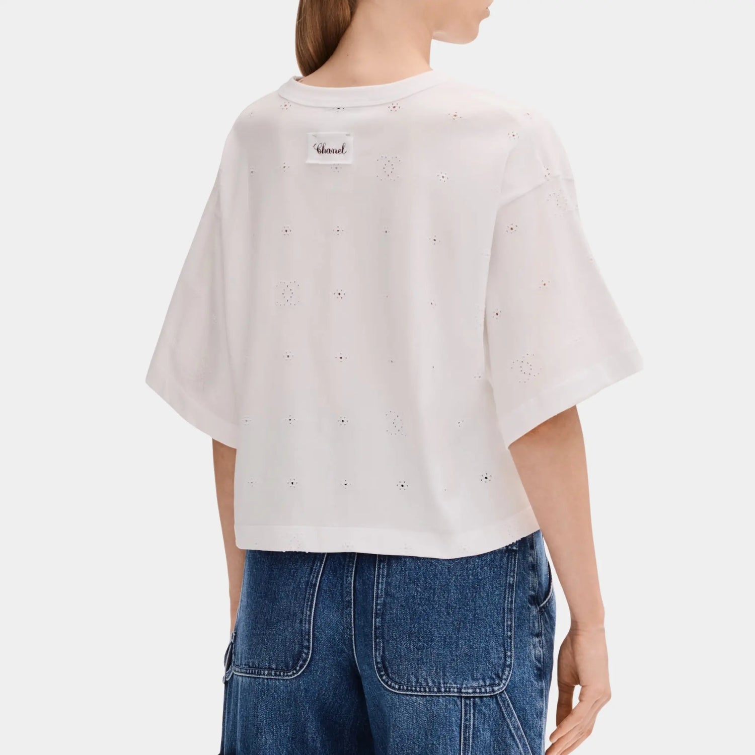 Chanel Short Sleeved Top in White Cotton, Back