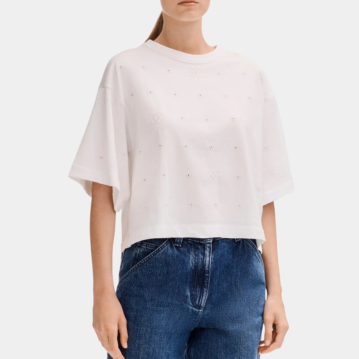 Chanel Short Sleeved Top in White Cotton, Front