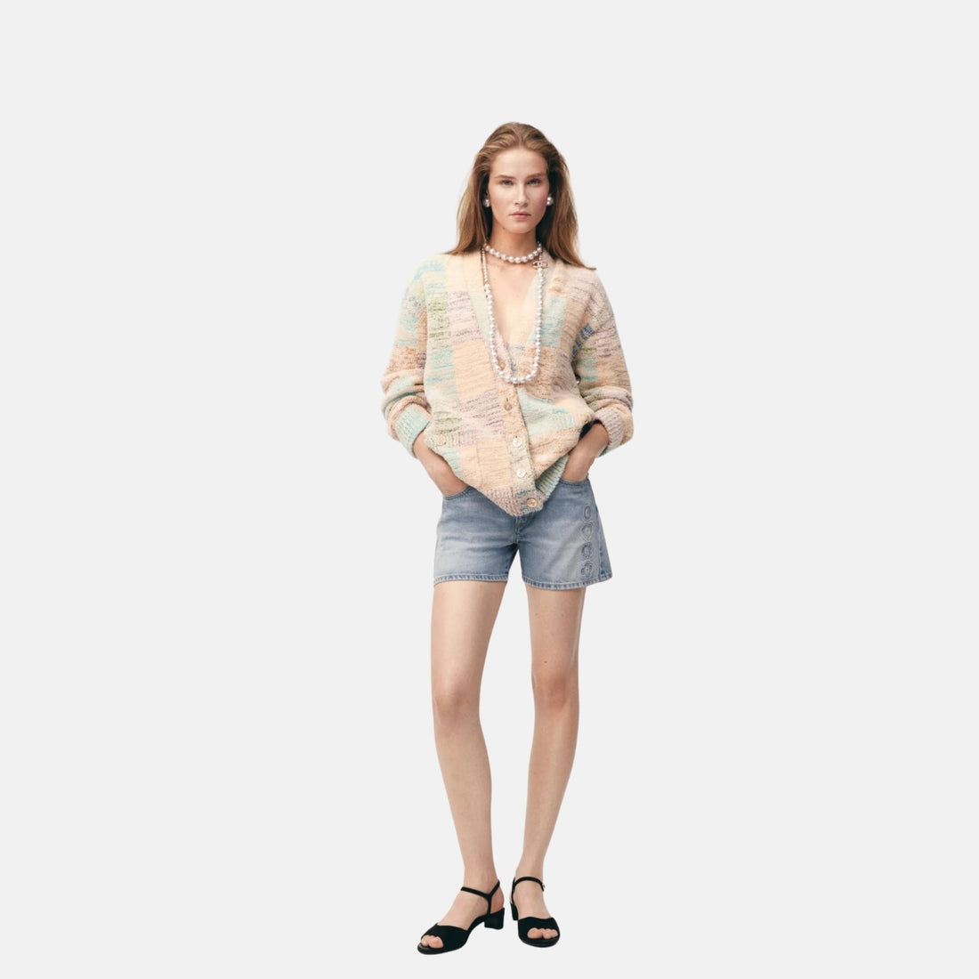 Chanel Shorts In Embroidered Denim Coco Beach Collection, Front