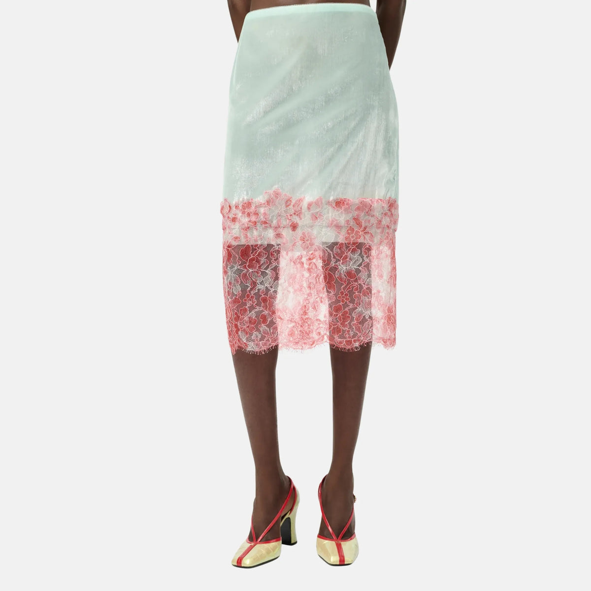 Skirt Cotton Lurex Mixed Fibers in Jade Green