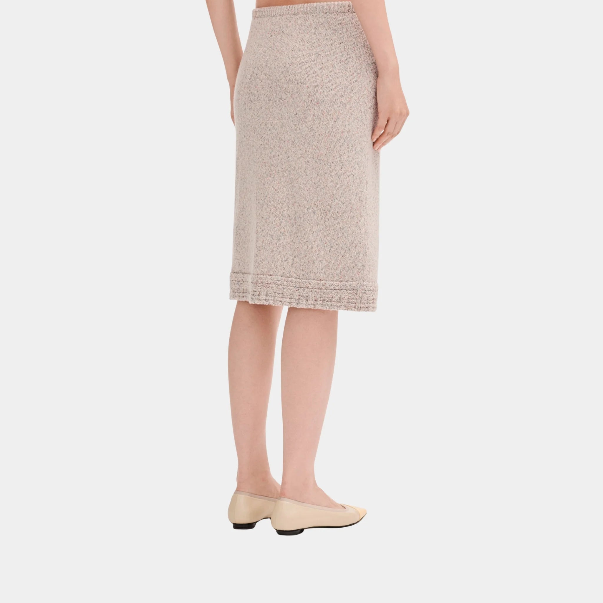 Chanel Skirt in Light Beige Linen and Cashmere, Back