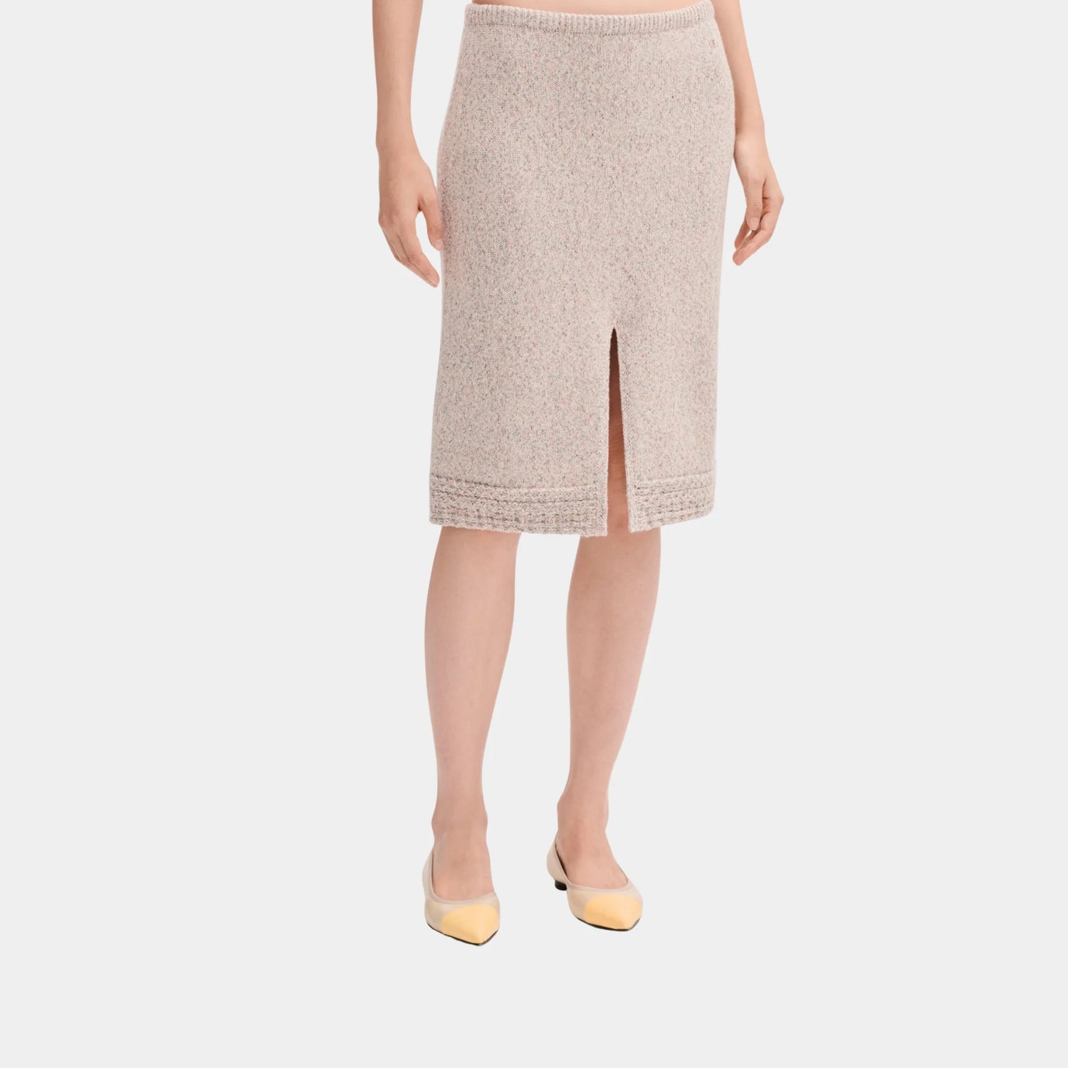 Chanel Skirt in Light Beige Linen and Cashmere, Front