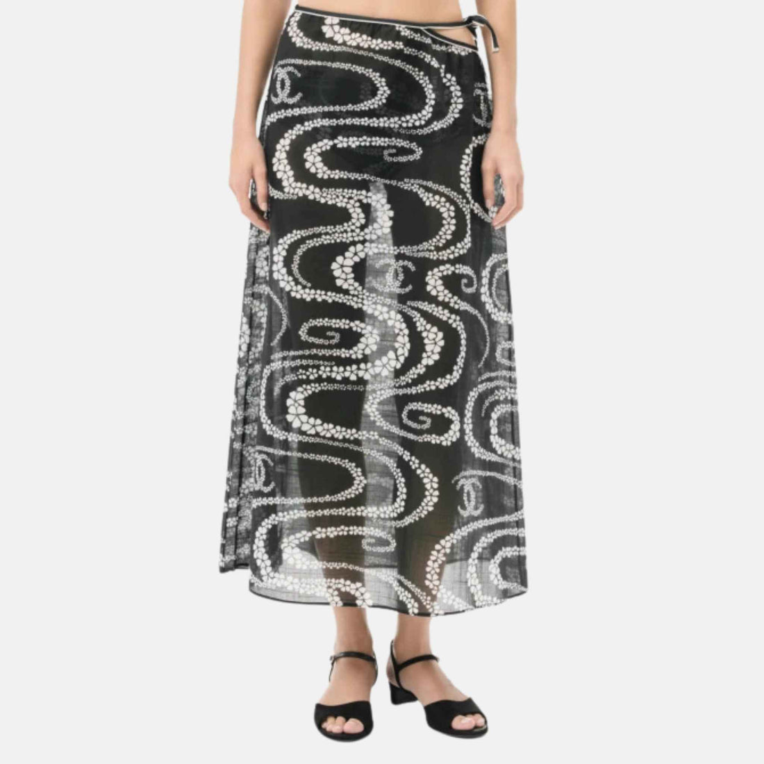 Skirt In Printed Voile Cotton Coco Beach Collection, Front