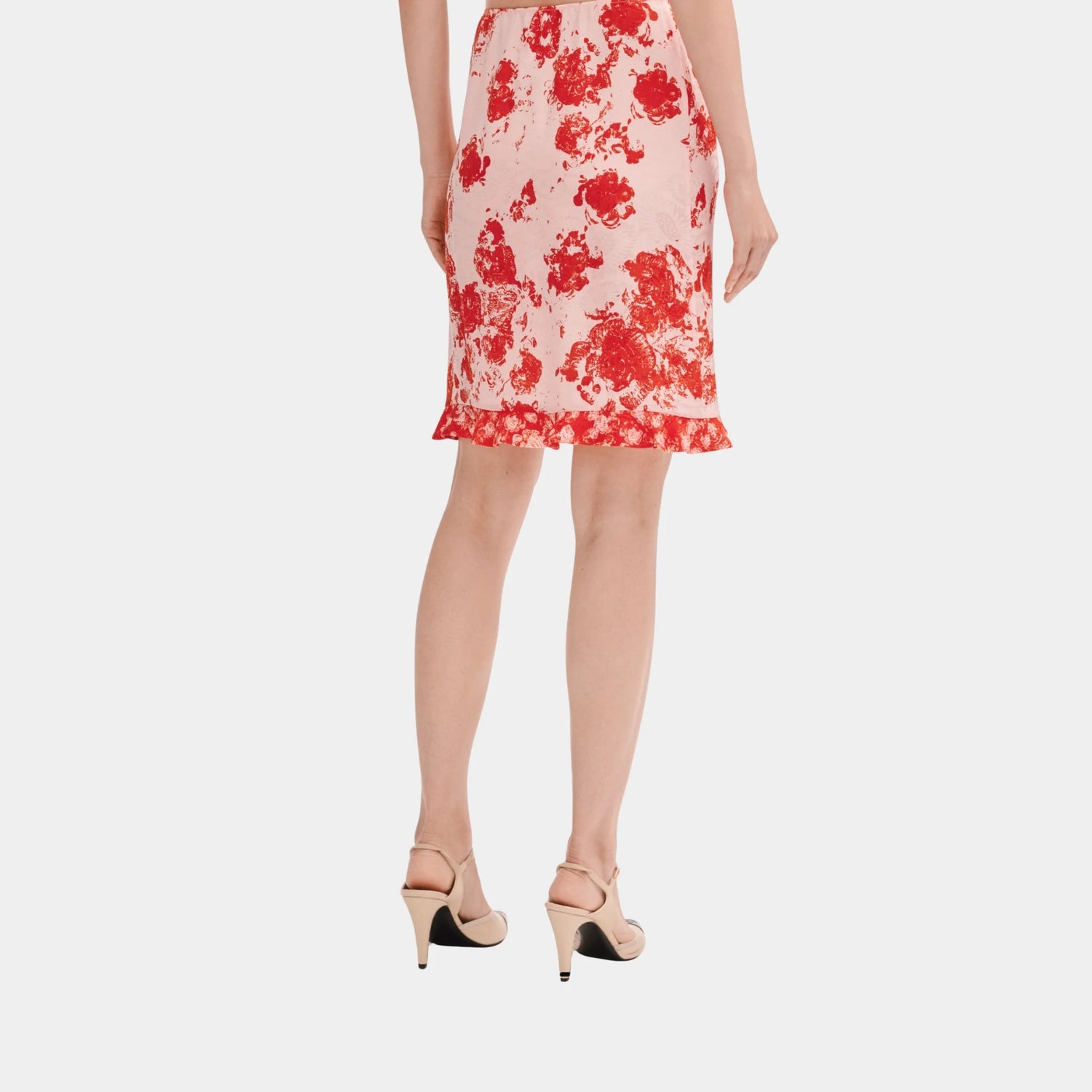 Chanel Skirt in Red and Pink Silk Jacquard, Back