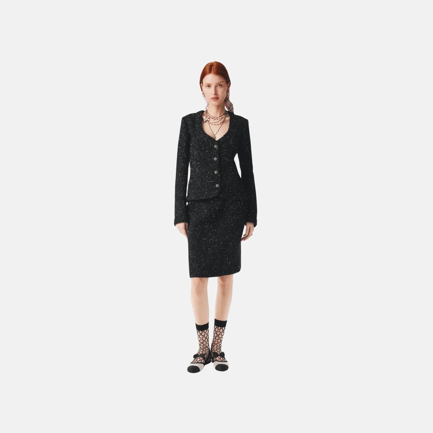 Chanel Skirt in Sequined Wool Tweed, Front
