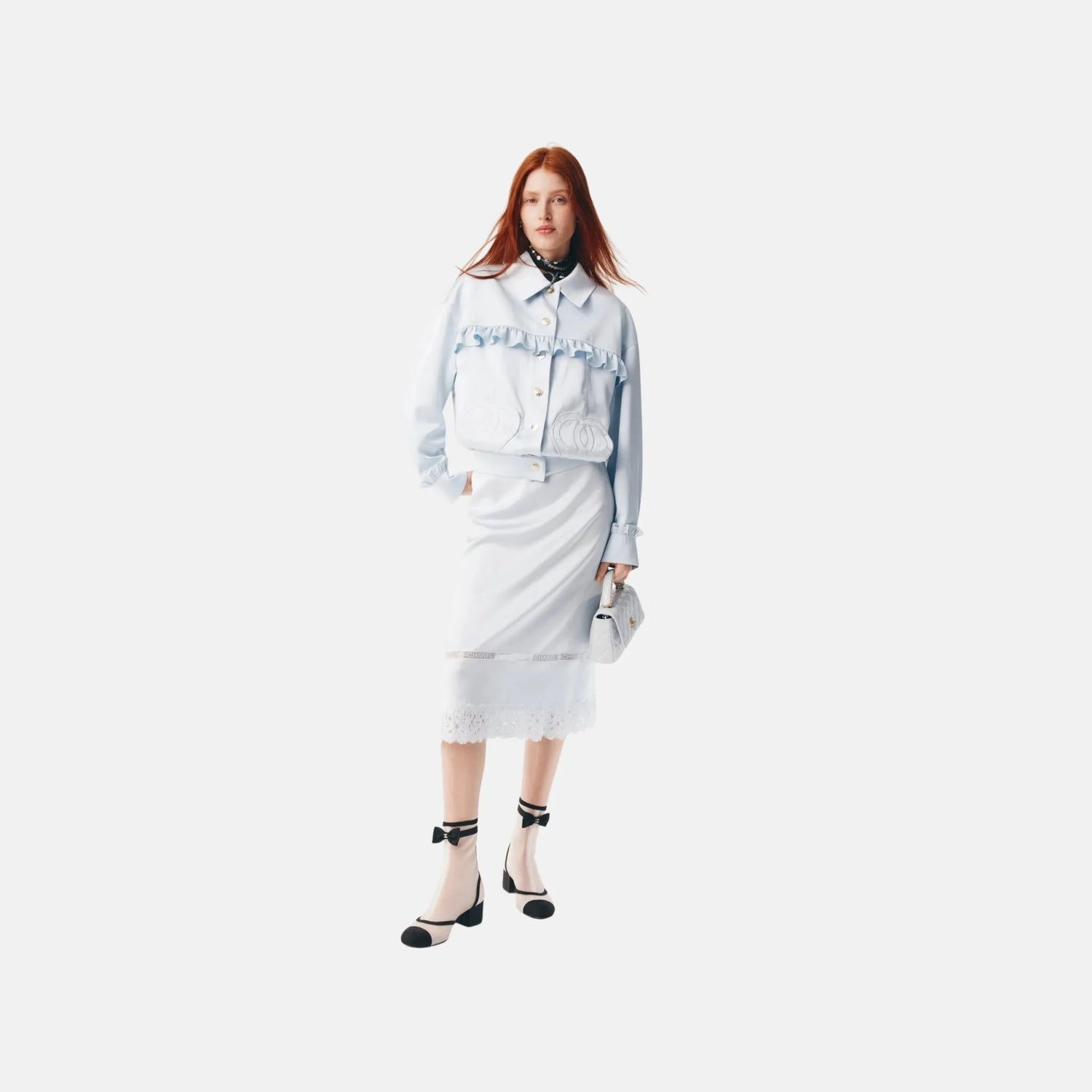 Chanel Skirt in Silk Satin and Lace, Front