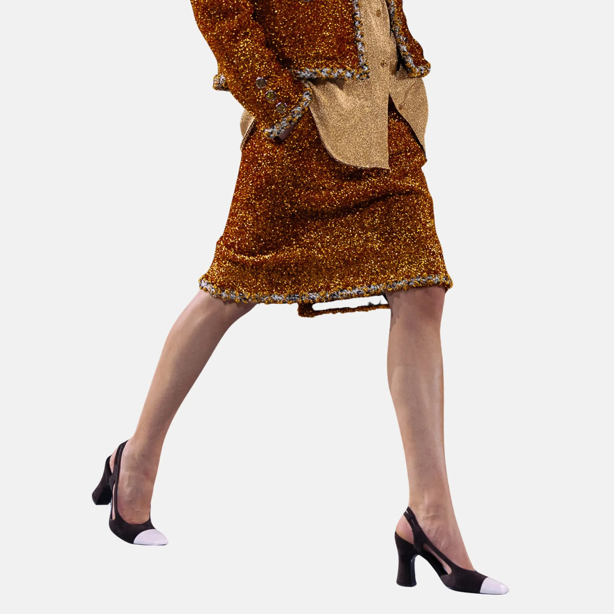 Skirt Lurex Wool Tweed in Bronze and Red