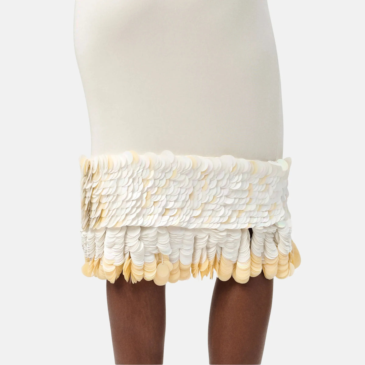 Chanel Skirt Silk in Iridescent White