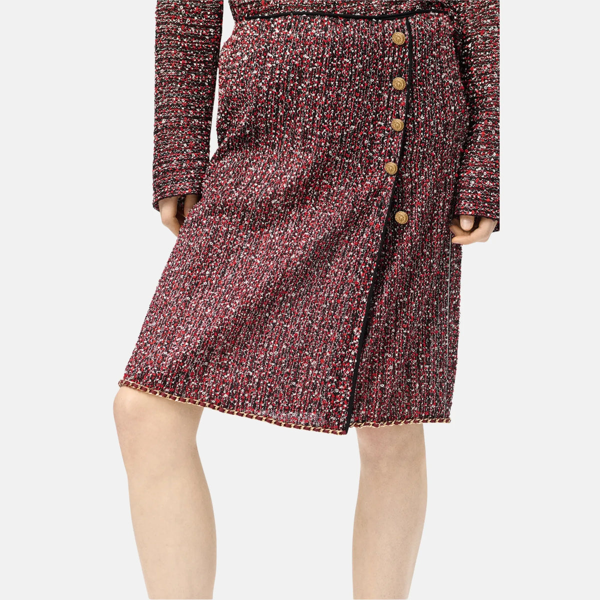 Skirt Silk Mixed Fibres in Red Ecru