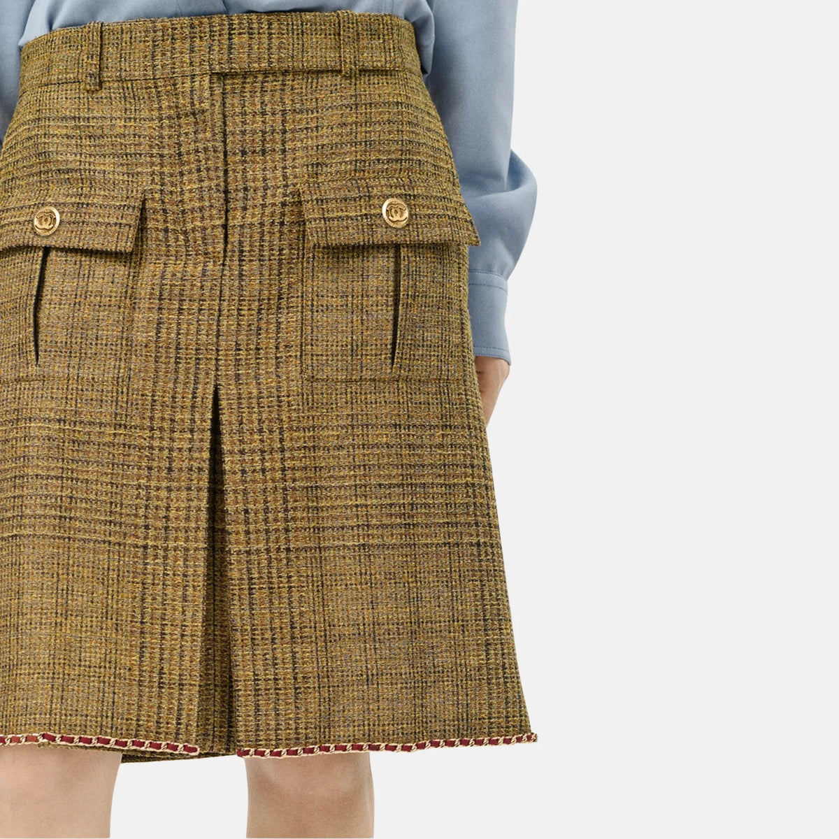 Chanel Skirt Wool in Marigold Yellow, Close