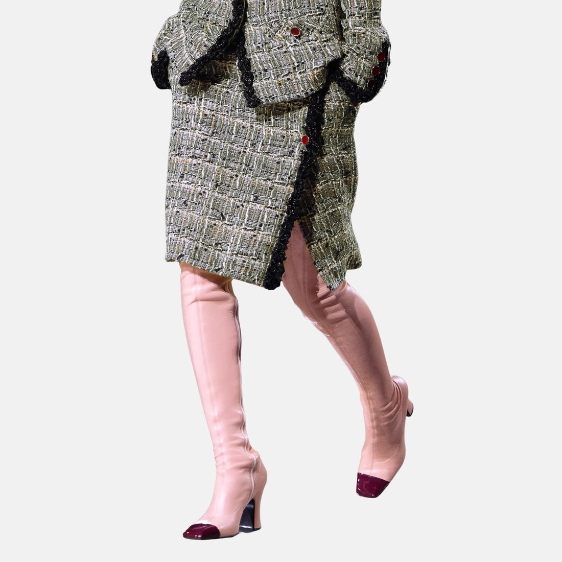 Chanel Skirt Wool Tweed in Gray Black and Yellow