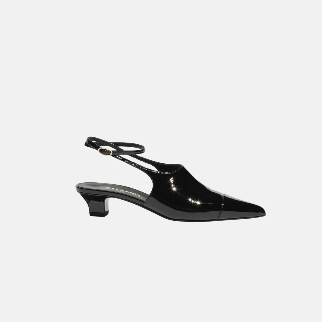 Chanel Slingback in Patent Calfskin, Black, Side