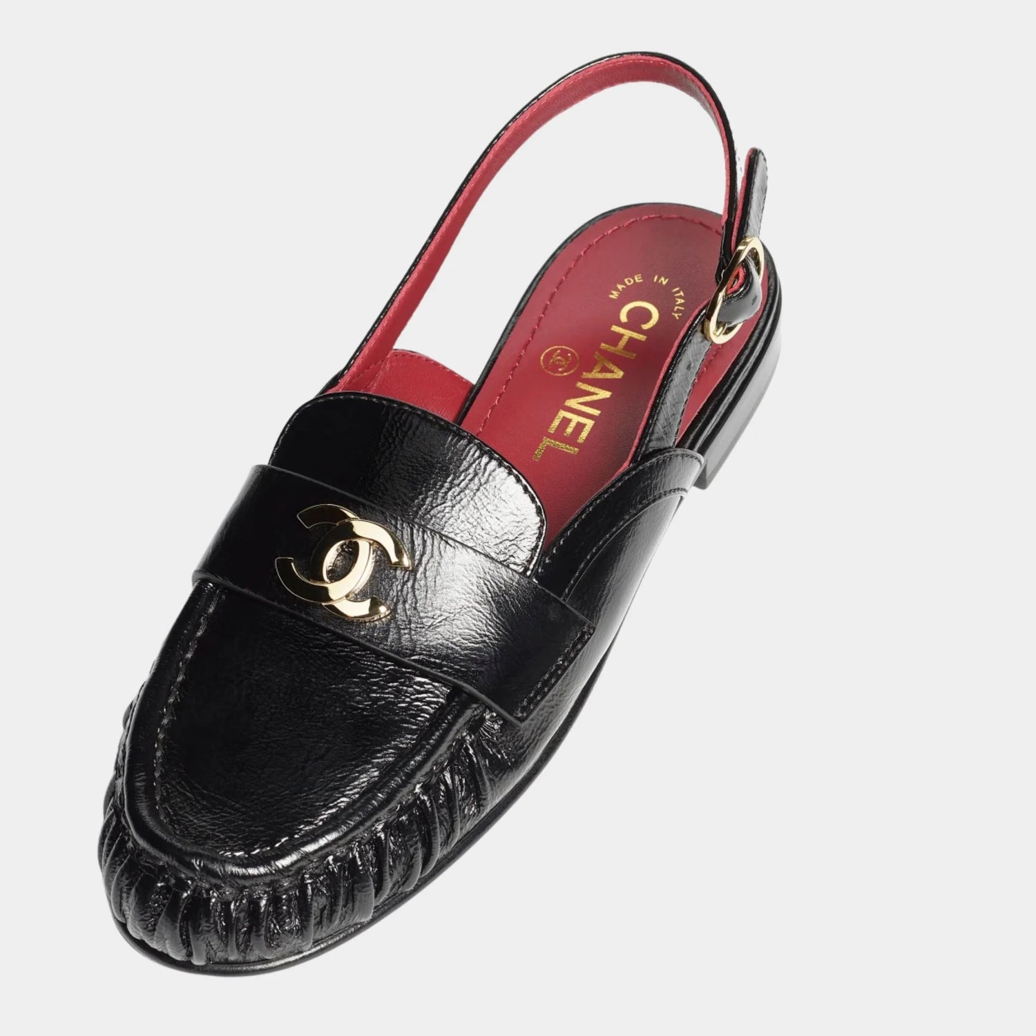 Chanel Slingbacks Crinkled Shiny Lamb Black