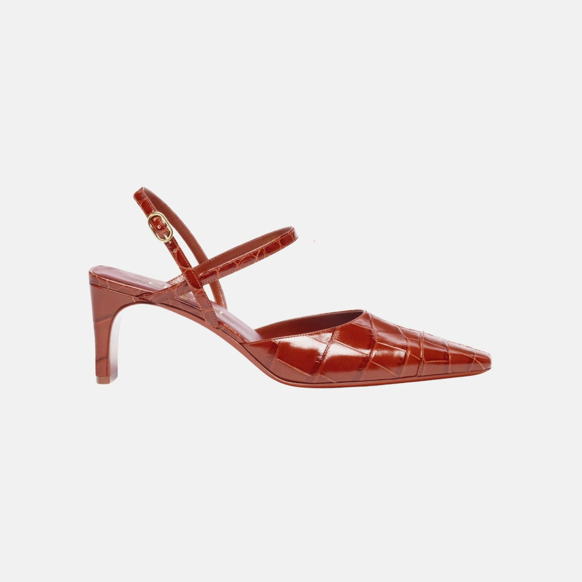 Slingbacks Crocodile Embossed Calfskin in Dark Red