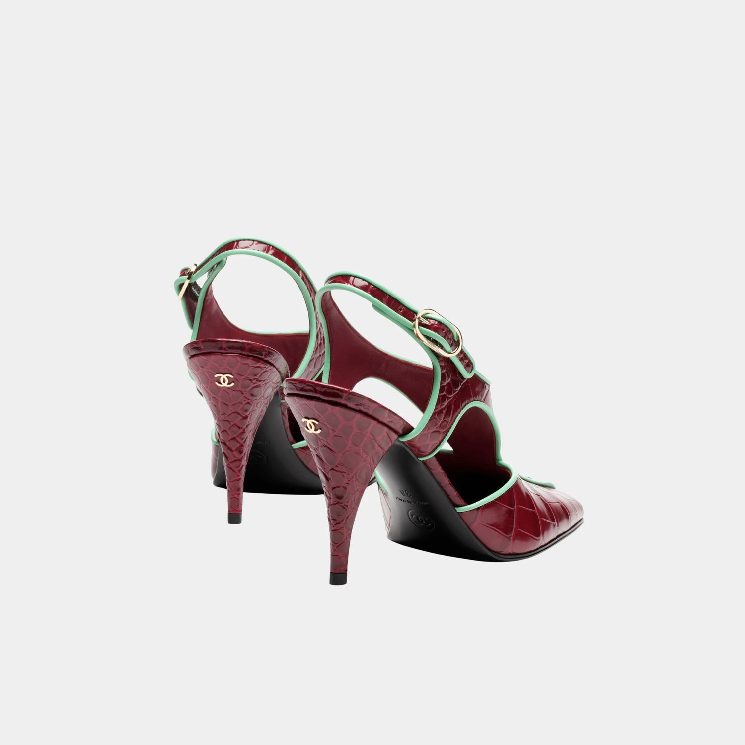 Chanel Slingbacks in Crocodile Embossed Patent Calfskin &amp; Lambskin, Burgundy, Back