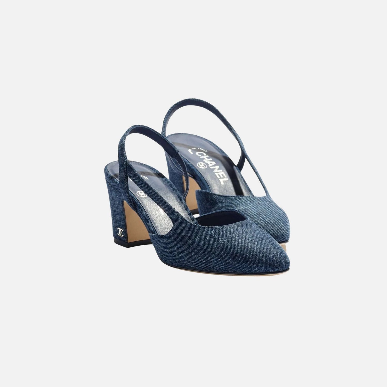 Chanel Slingbacks in Denim, Washedout Blue, Front