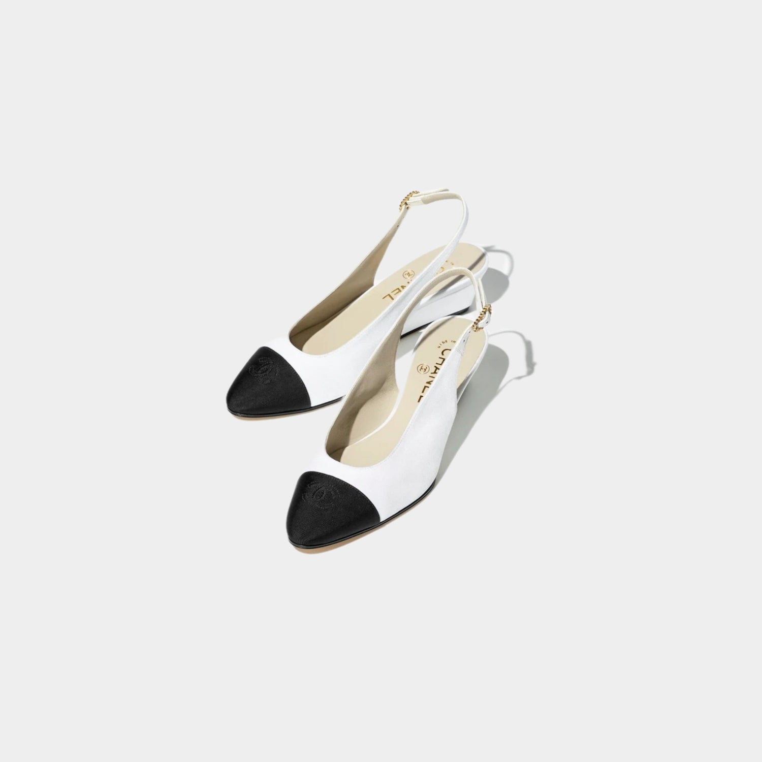 Chanel Slingbacks Grosgrain White &amp; Black, Front