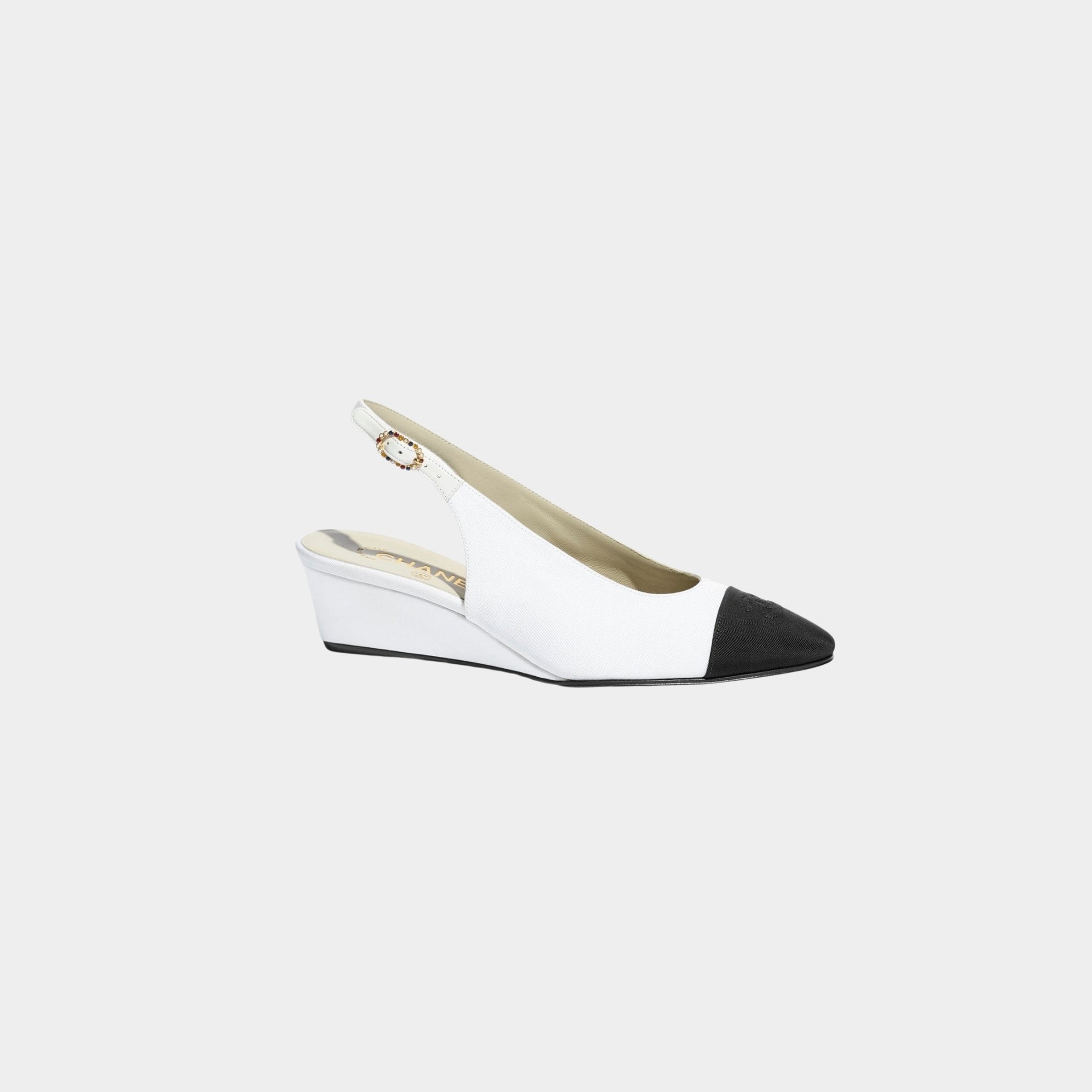 Chanel Slingbacks Grosgrain White &amp; Black, Side