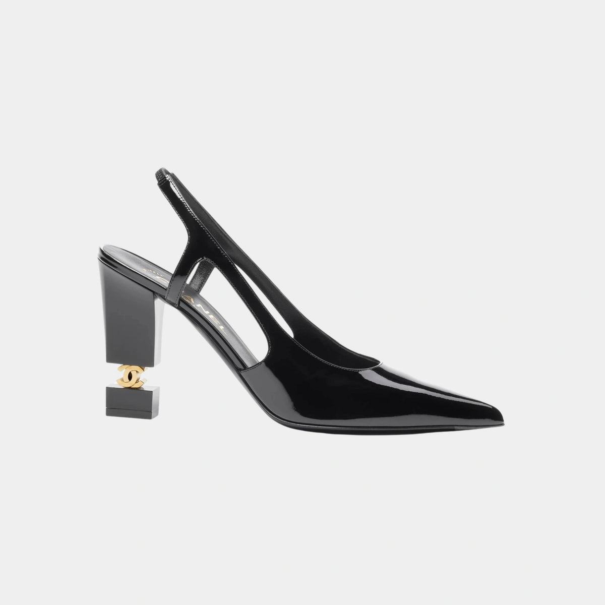 Slingbacks heeled Patent Calfskin