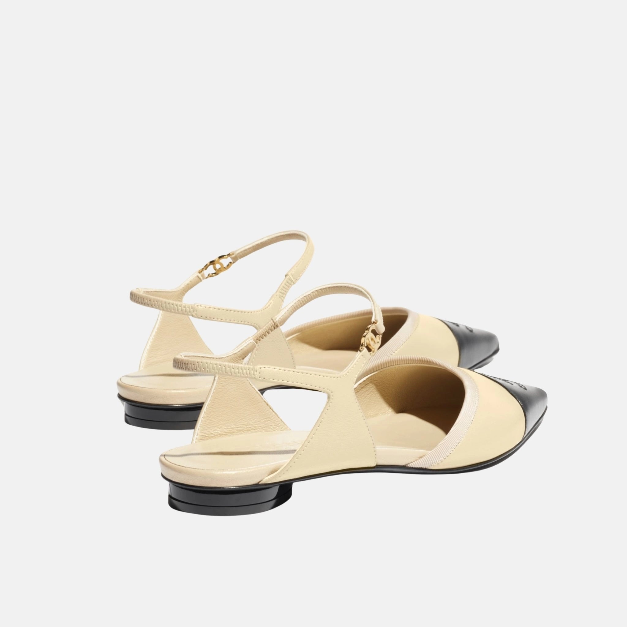 Chanel Slingbacks Beige in Iridescent Lambskin, Back