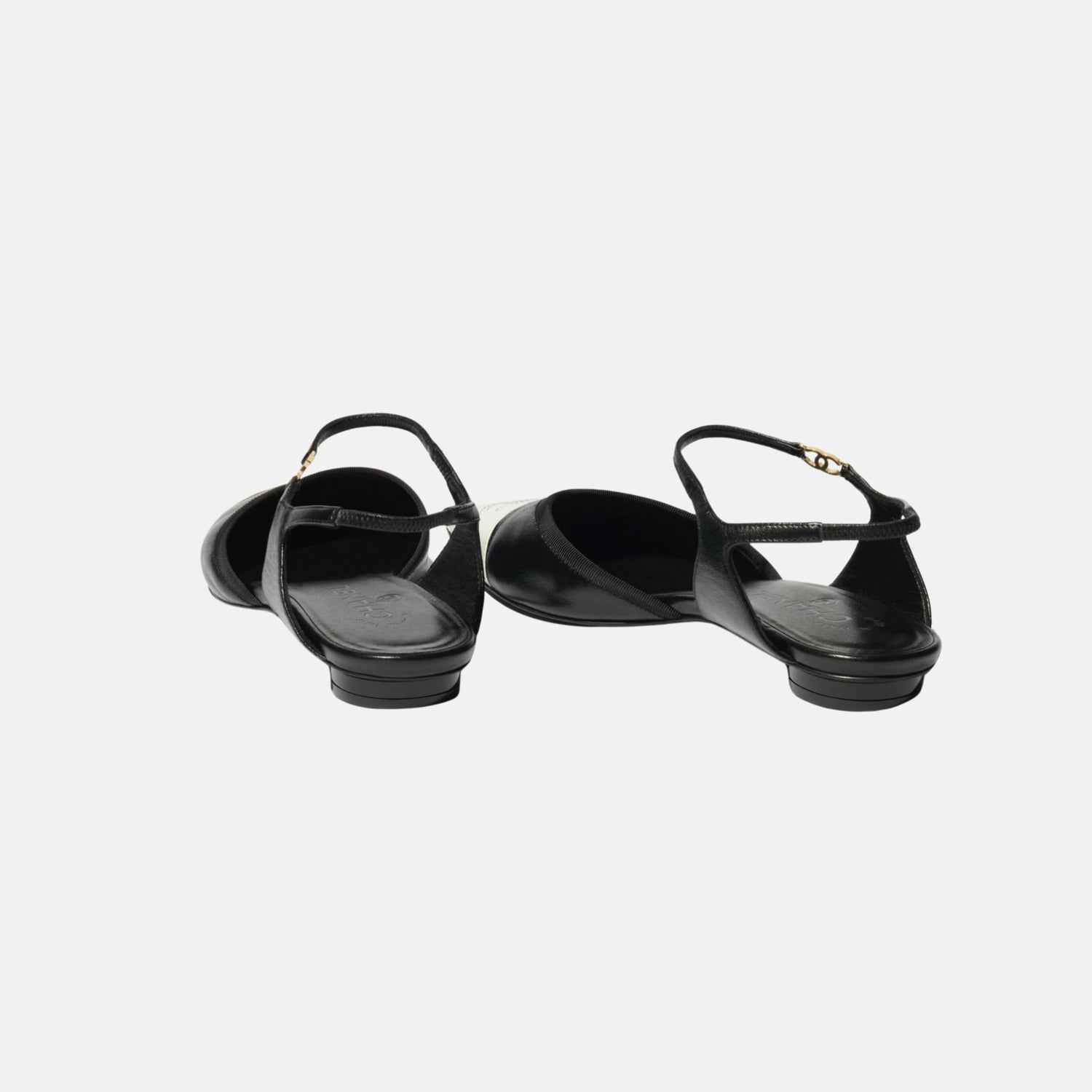 Chanel Slingbacks Beige in Iridescent Lambskin, Black and White, Back