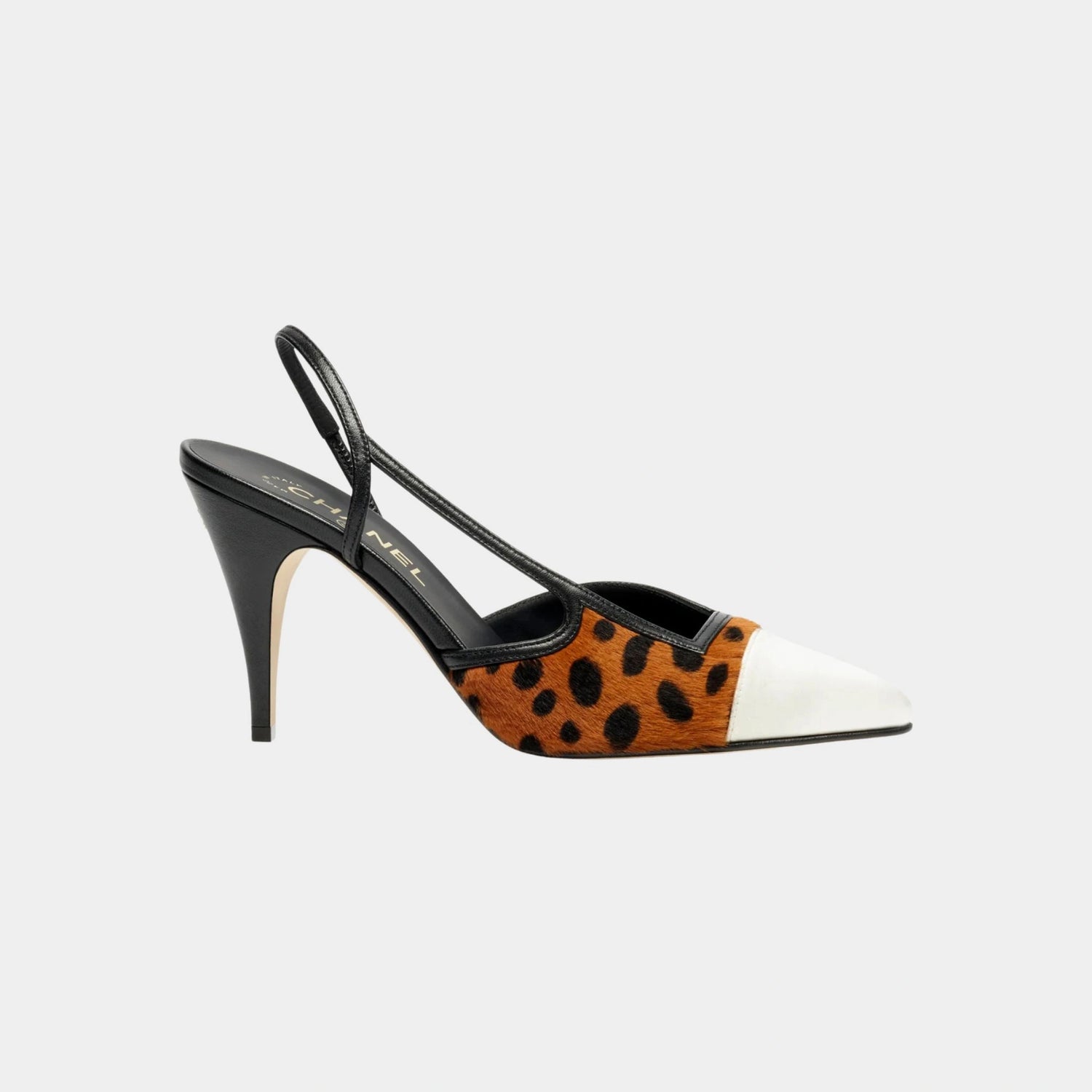 Chanel Slingbacks Lambskin &amp; Mixed Fibers Brown Black &amp; White