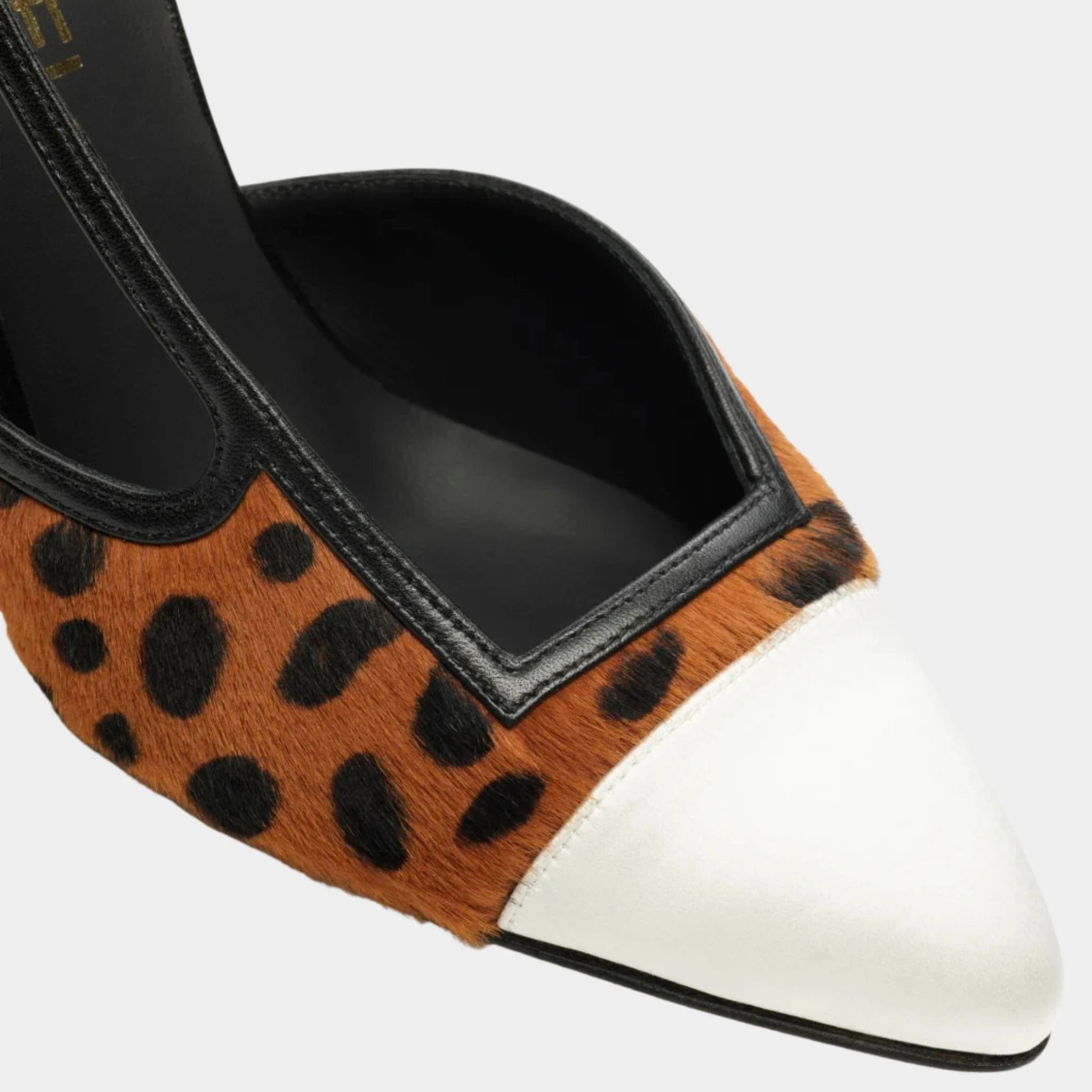 Chanel Slingbacks Lambskin &amp; Mixed Fibers Brown Black &amp; White