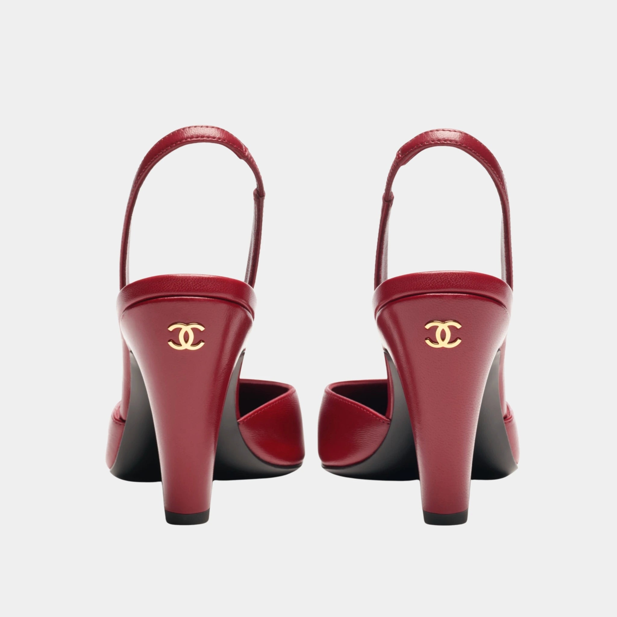 Chanel Slingbacks Lambskin &amp; Patent Calfskin in Burgundy &amp; Black, Back