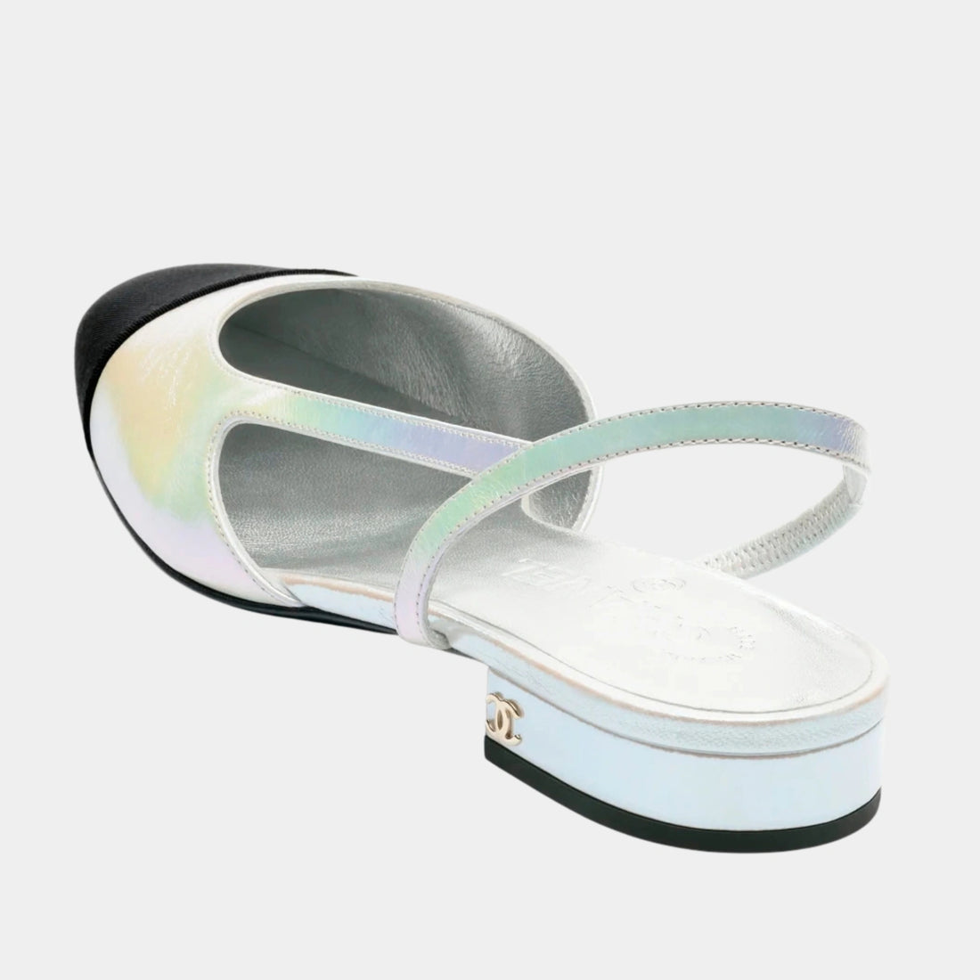 Chanel Slingbacks Laminated Crumpled Lambskin & Grosgrain