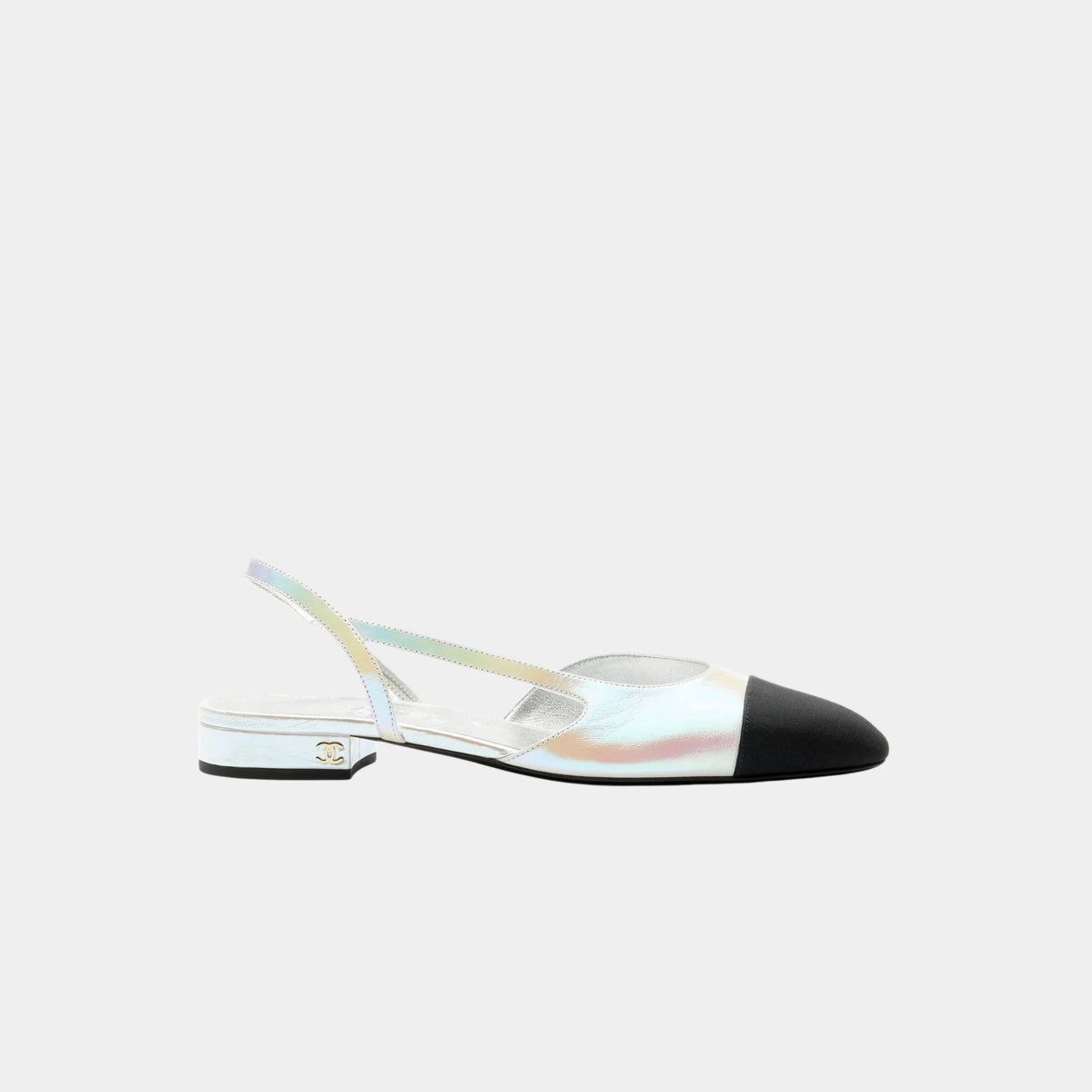 Chanel Slingbacks Laminated Crumpled Lambskin &amp; Grosgrain