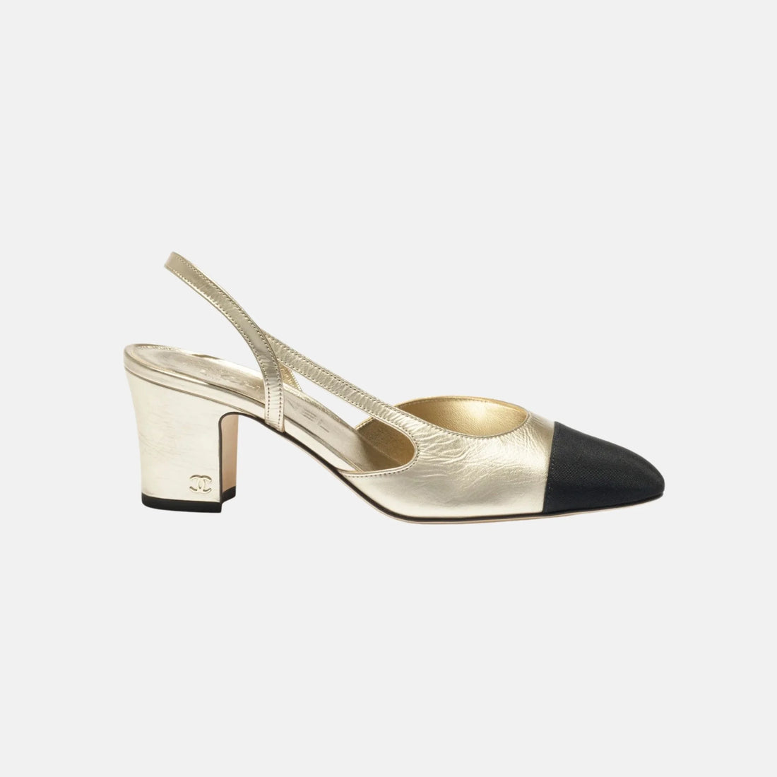 Chanel Slingbacks in Laminated Lambskin and Grosgrain, SIde