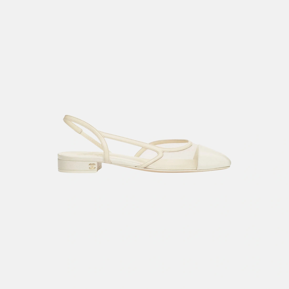 Chanel Slingbacks in Mesh and Grosgrain Ivory, Side