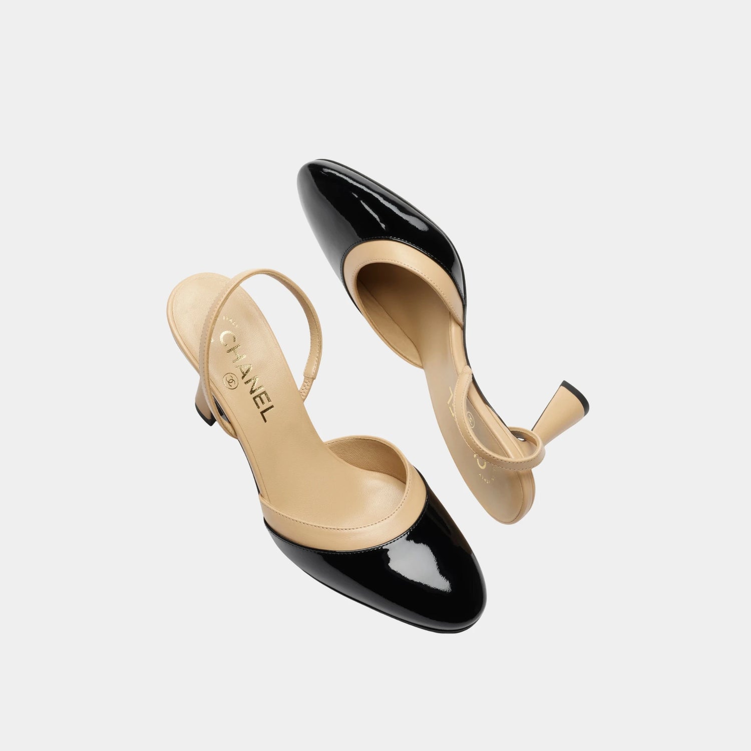 Chanel Slingbacks in Patent Calfskin &amp; Lambskin, Beige, Top