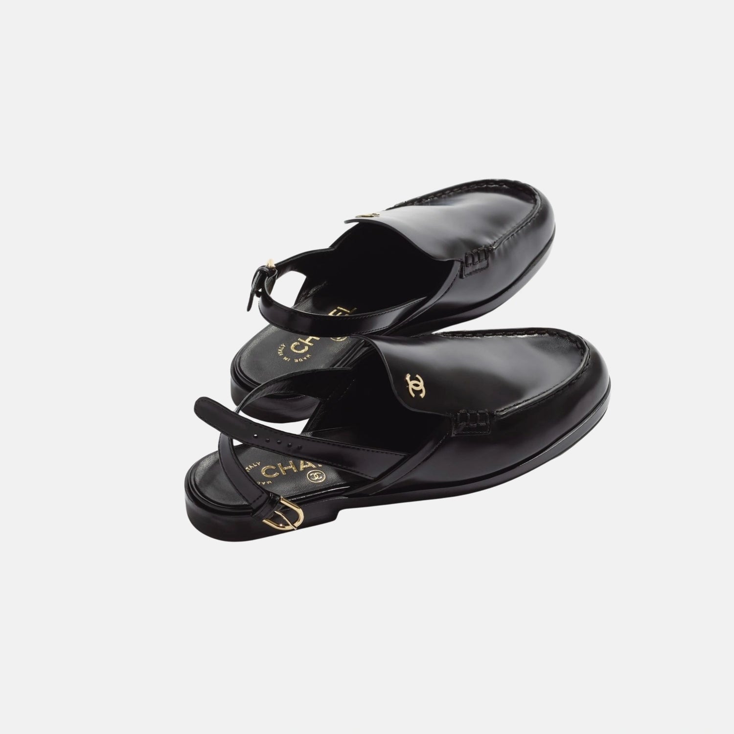 Chanel Slingbacks in Shiny Calfskin, Black, Back