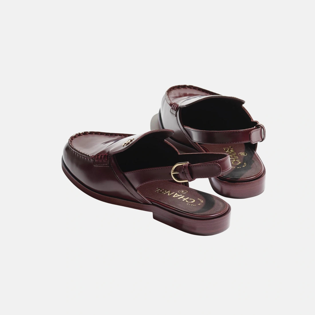 Chanel Slingbacks in Shiny Calfskin, Burgundy, Back