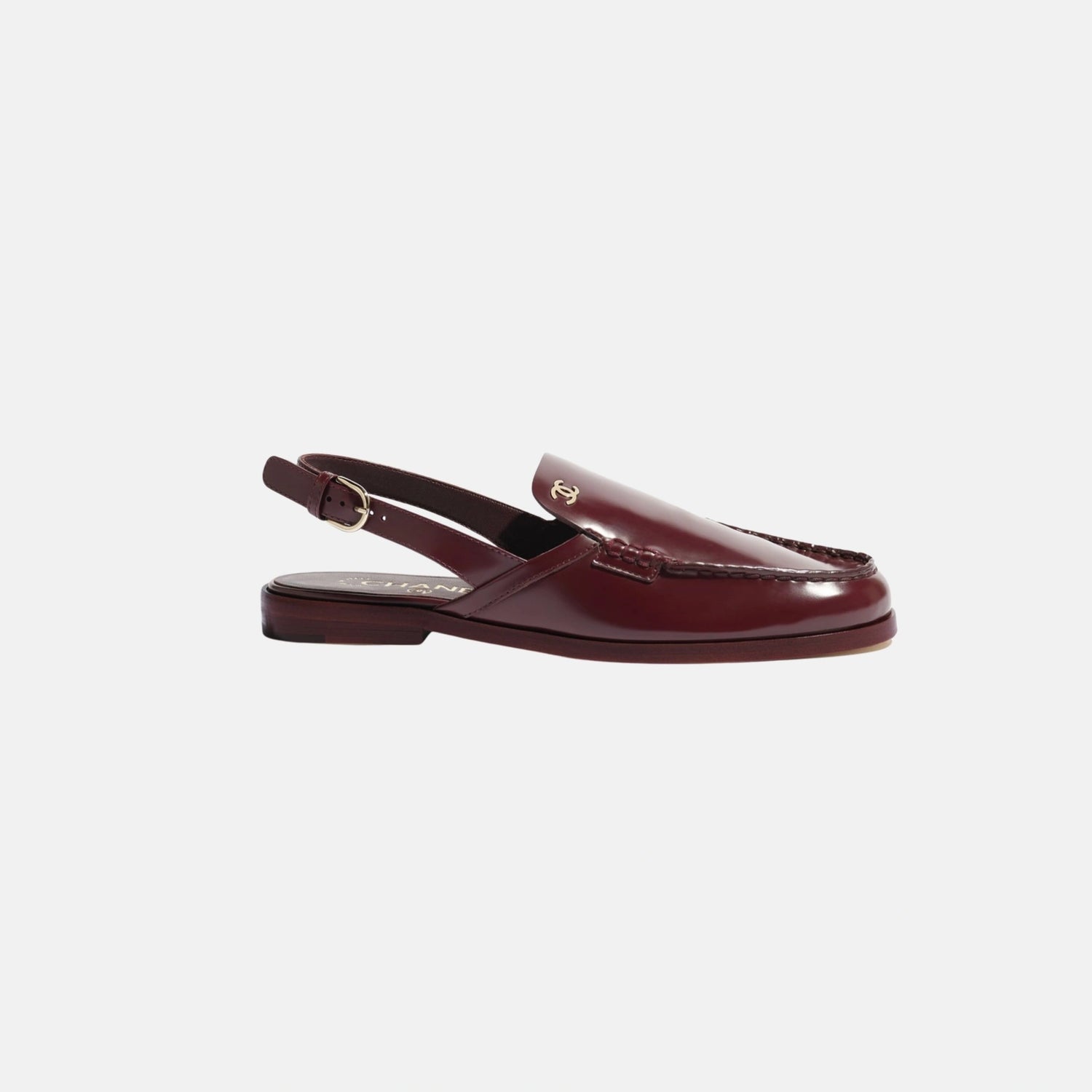 Chanel Slingbacks in Shiny Calfskin, Burgundy, Side