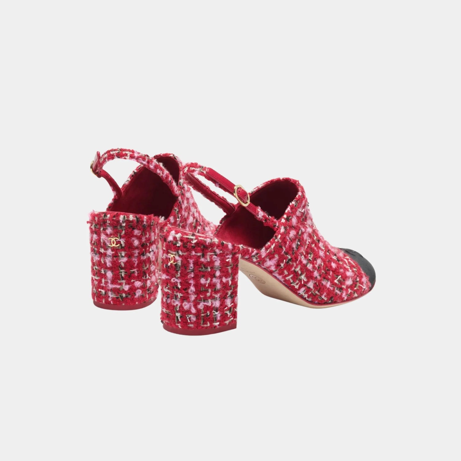 Chanel Slingbacks in Tweed &amp; Gros-grain, Red, Pink, Black, Back