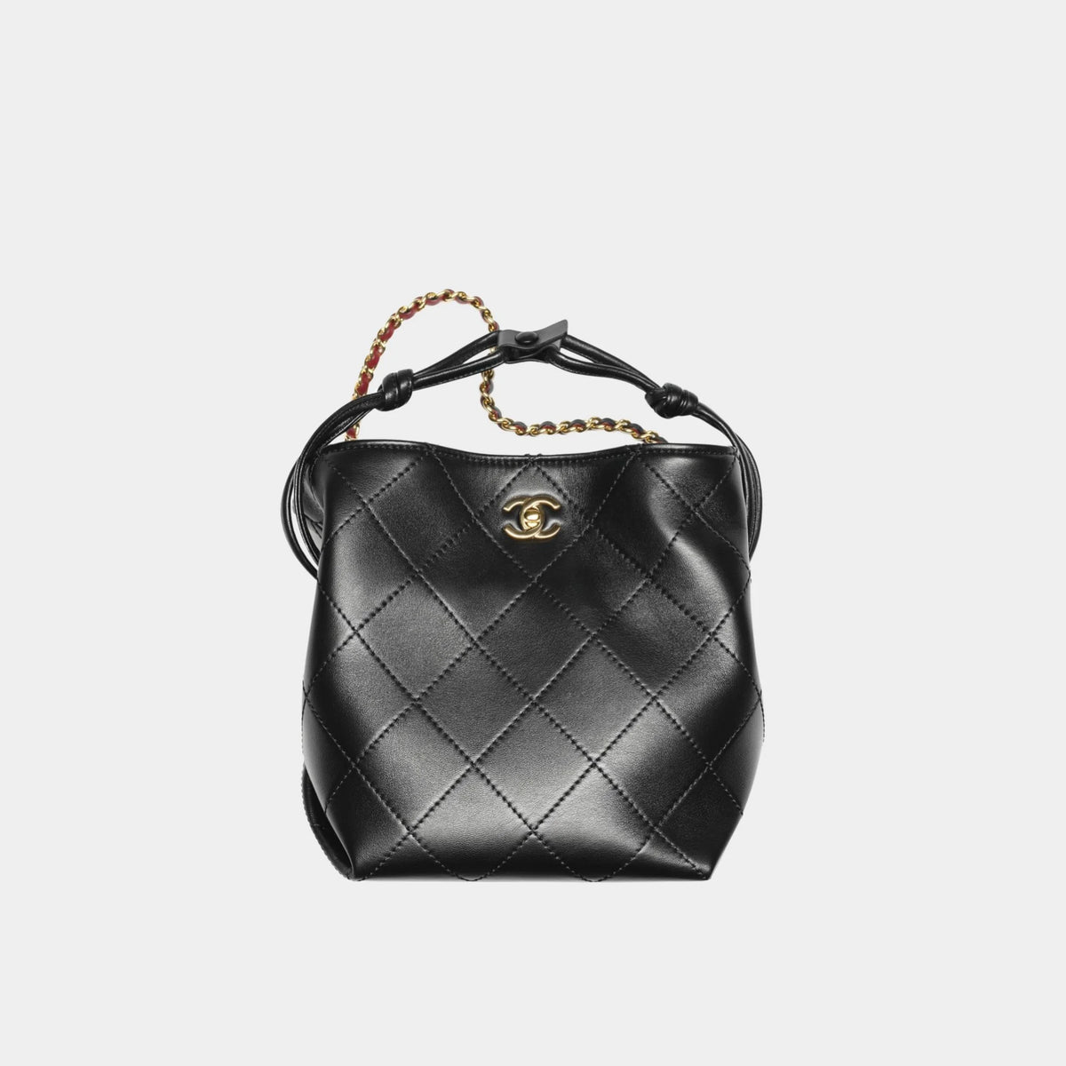 Small Bucket Bag Lambskin Black