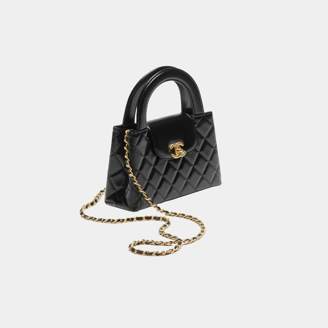 Chanel كاباس صغيرة من جلد العجل الأسود، جانب