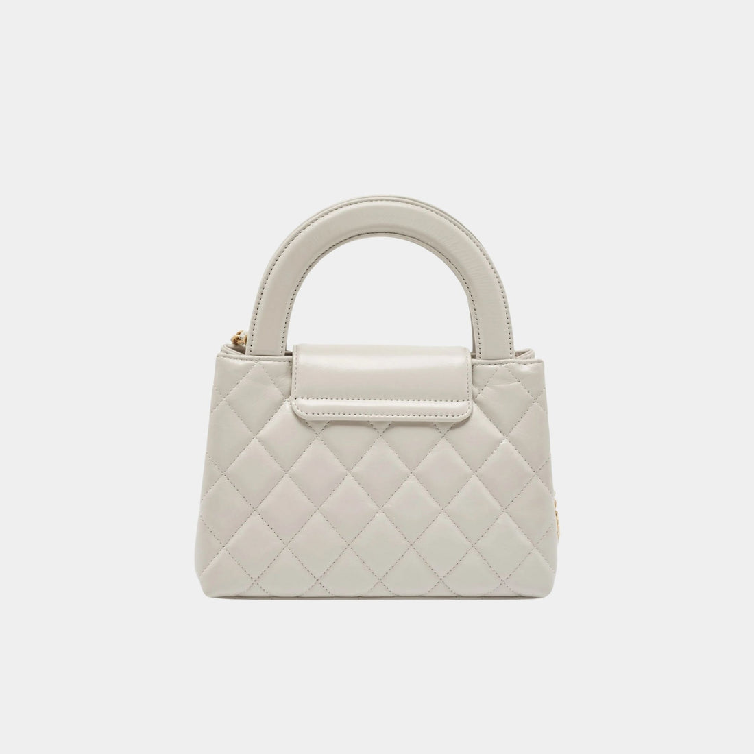 Chanel حقيبة Cabas صغيرة من جلد العجل الأبيض، من الخلف