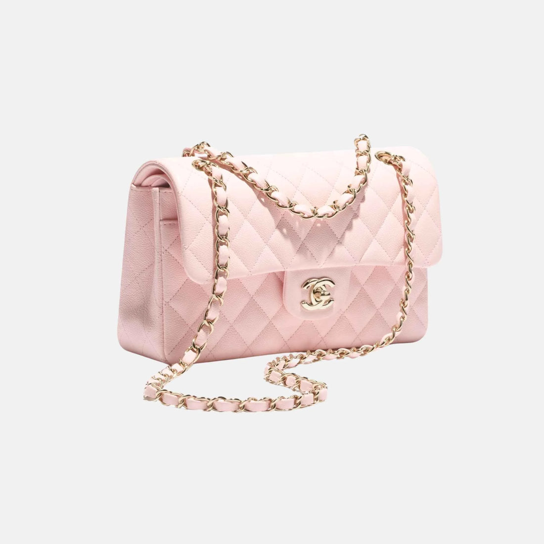 alt
حقيبة يد Chanel كلاسيكية صغيرة من جلد العجل اللامع المحبب مع معدن بلون ذهبي، من الجانب