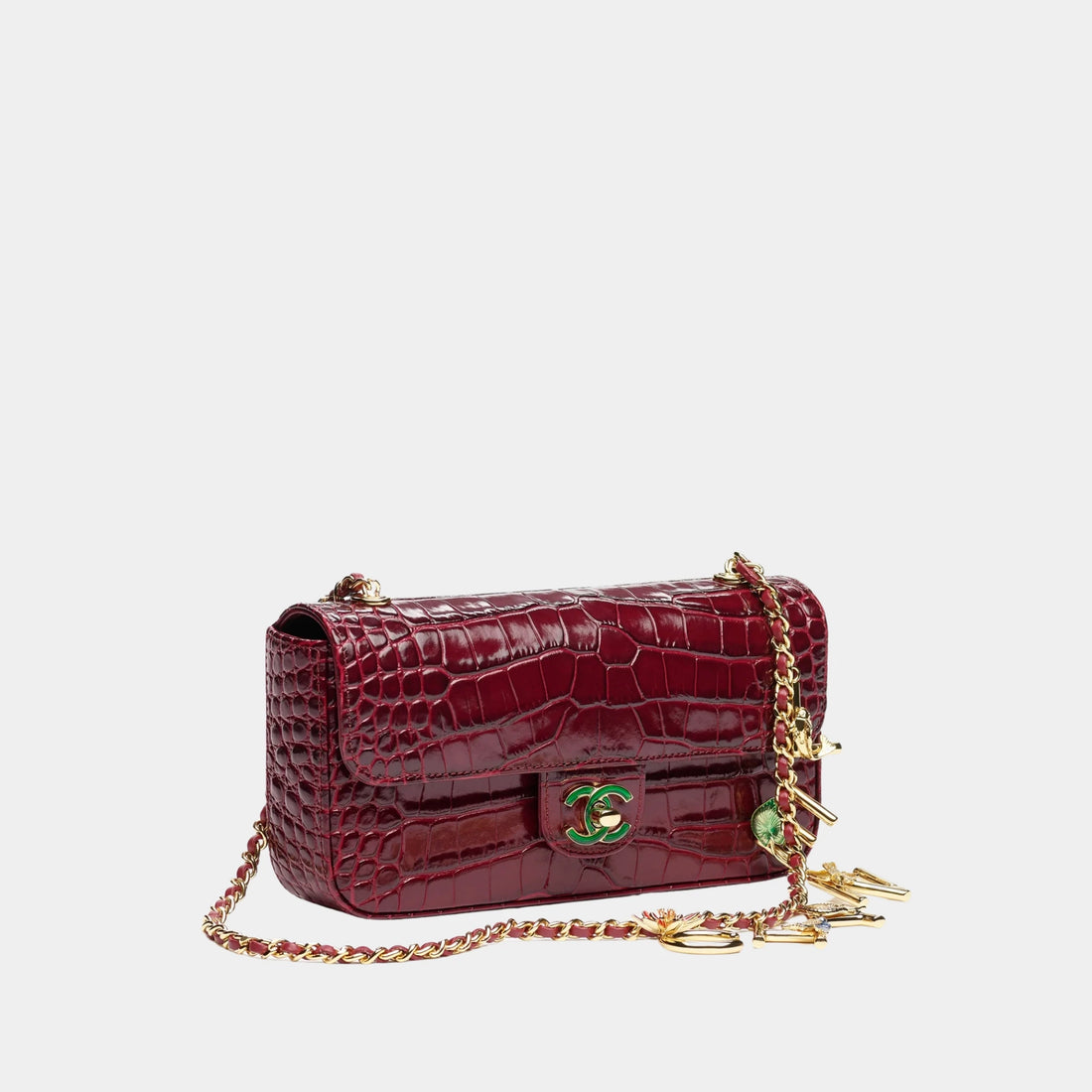 Chanel Small Flap Bag Crocodile-Embossed Calfskin Enamel &amp; Metal