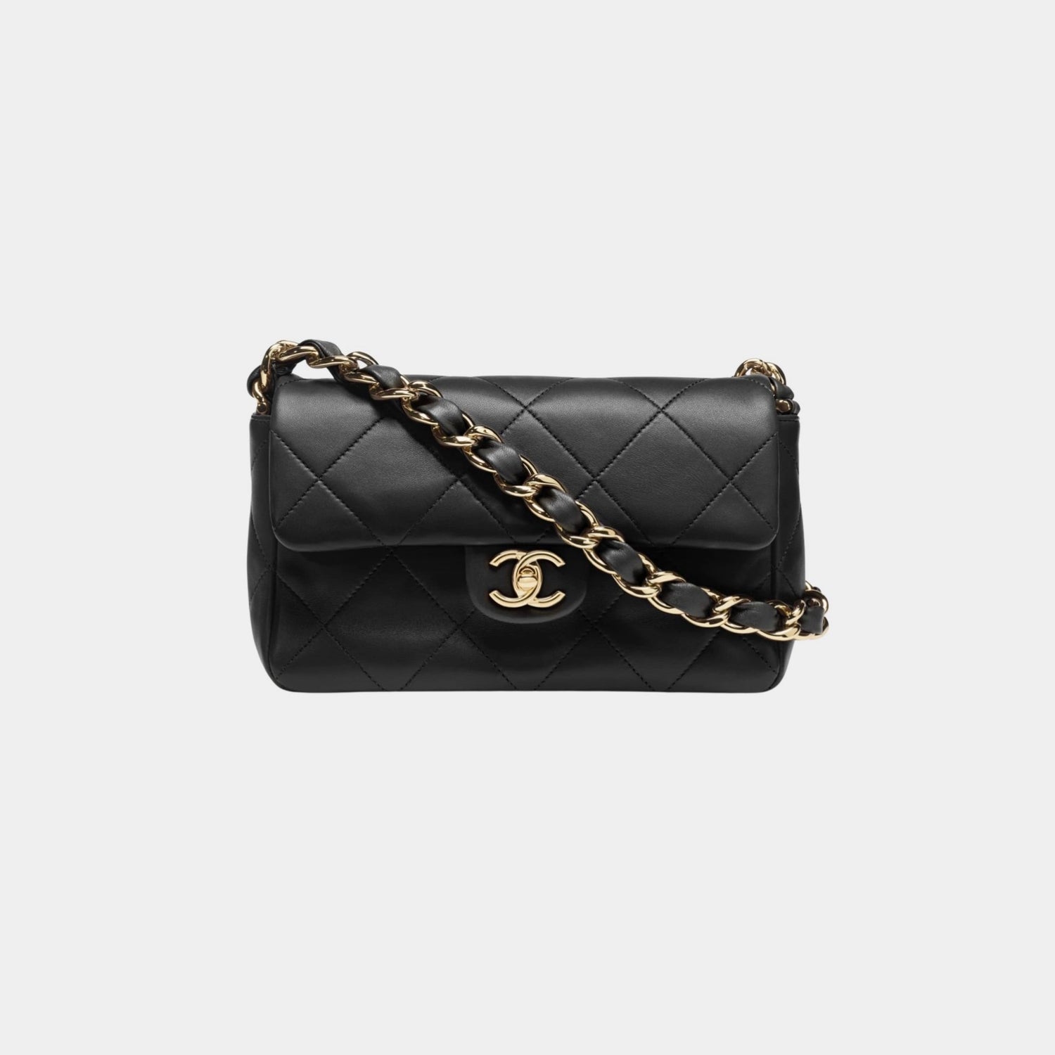 Chanel Small Flap Bag Lambskin Black, Front 