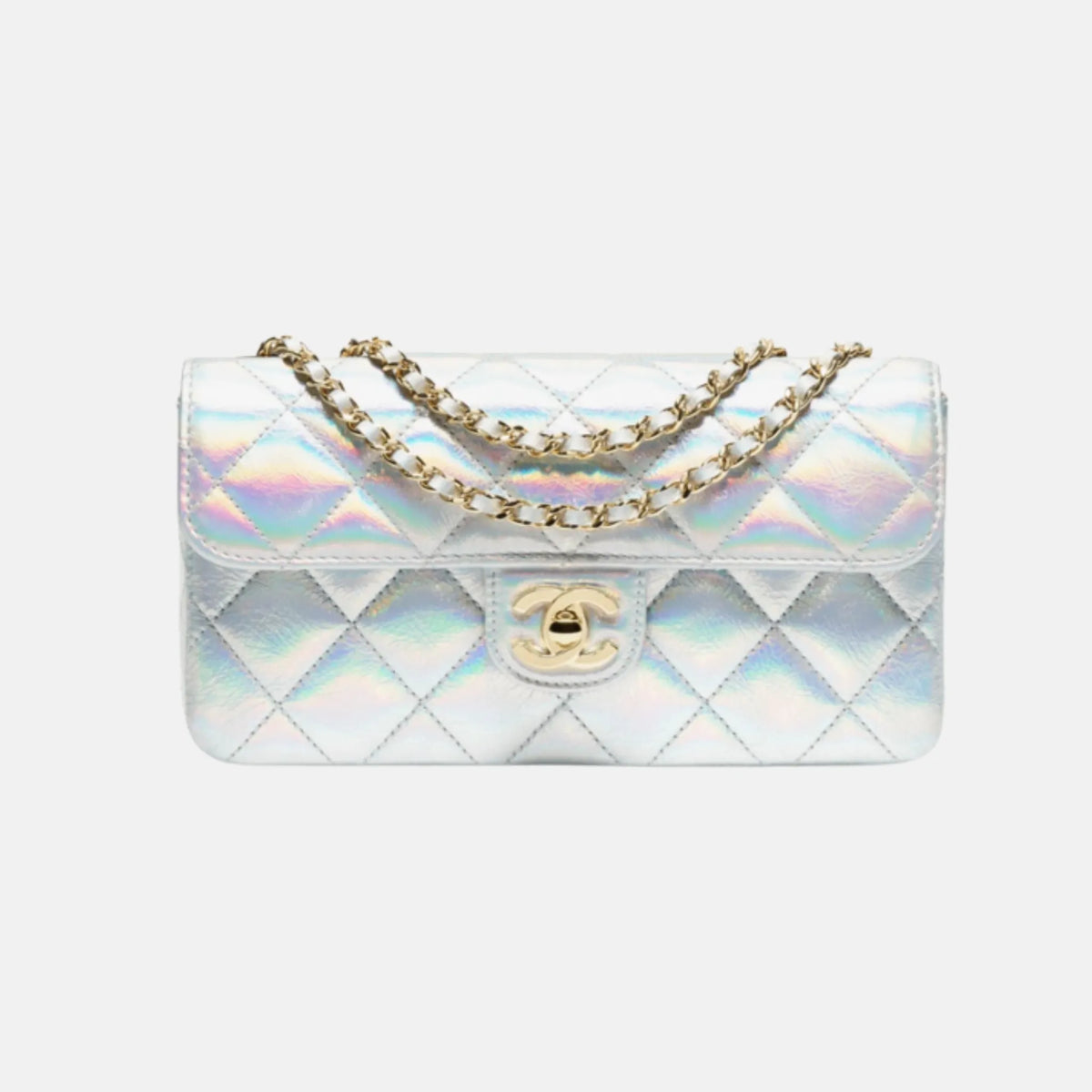 Chanel Small Flap Bag Metallic Iridescent Calfskin in Silver