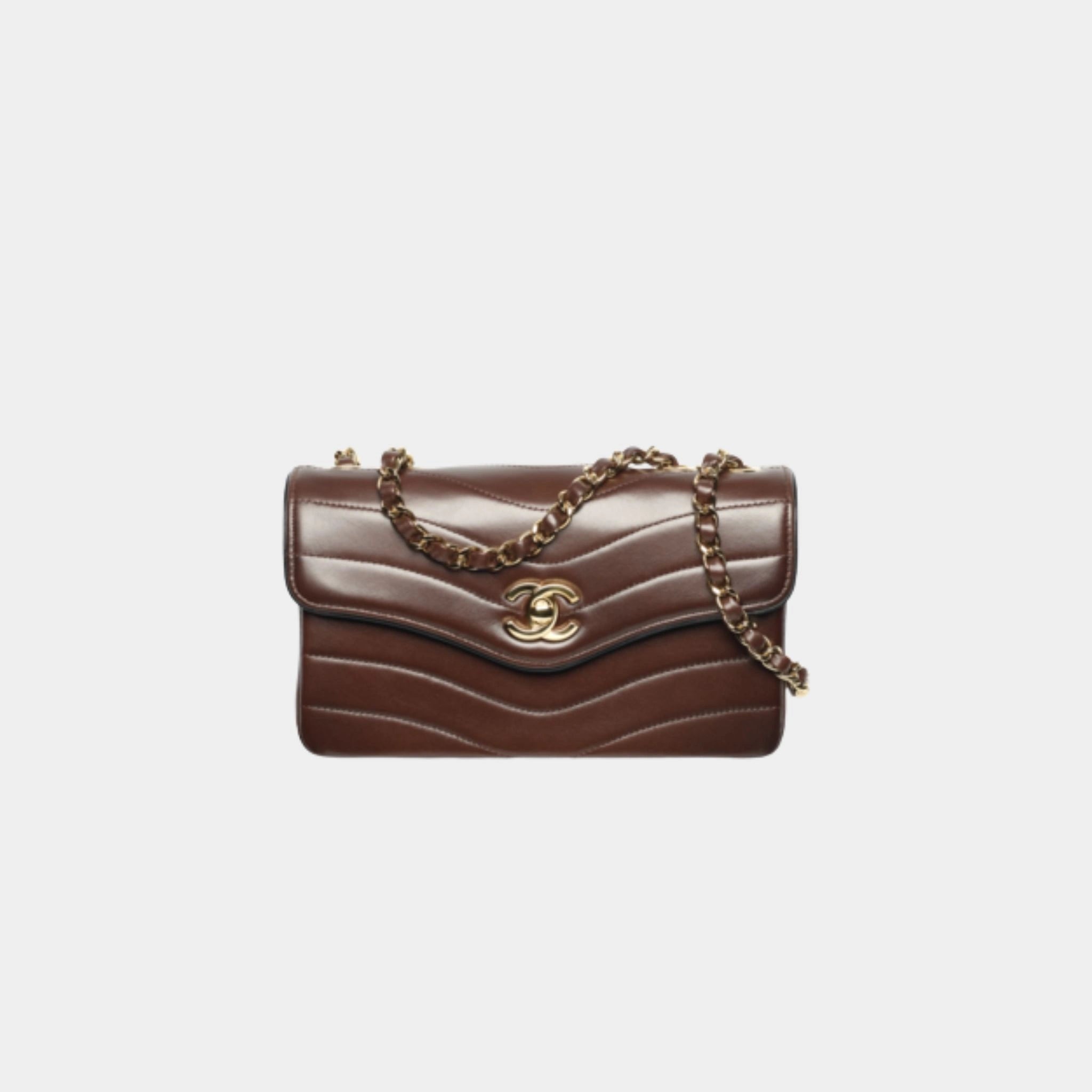 Chanel Small Flap Bag Patinated Lambskin &amp; Gold-Tone Metal Dark Brown