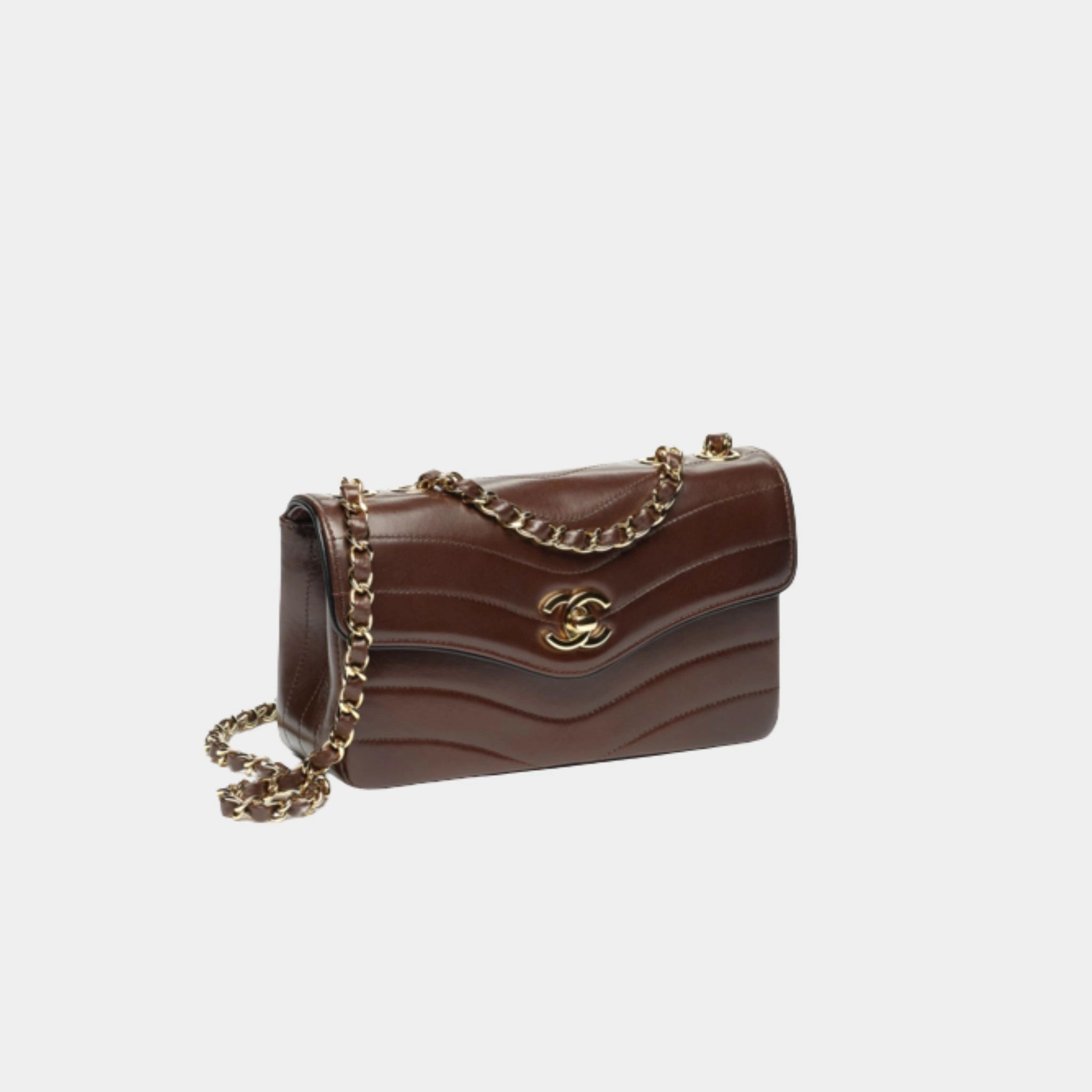 Chanel Small Flap Bag Patinated Lambskin &amp; Gold-Tone Metal Dark Brown